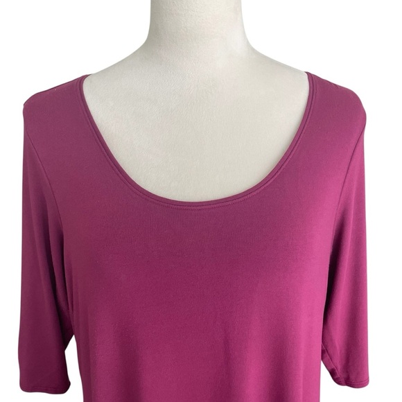 Eileen Fisher Purple Lagen Look Minimalist Rayon Blend Tunic Top Women Size L - Picture 4 of 7